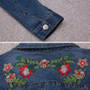 Flowers Embroidery Denim Jacket Loose Casual Letter Jeans Overcoat Button Pocket Outwear Female Clothing Fall Women