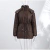 Solid Zipper Drawstring Puffer Jacket Quilted Water-Resistant Loose Winter/Fall Warm Women Outerwear Daily Causal Lady Coat