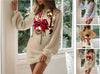 Vintage Christmas Printing Women Party Dress Autumn Half High Collar Lantern Long Sleeve Dresses Lady Bodycon Vestidos