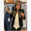 Lady Black Short Napoleon Style Jacket Elegant Stand Collar Full Sleeve Single Breasted Cropped Coats Women Daily Street Coat