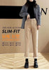 Spring Winter Plus Velvet Women Jeans Button High Waist Solid Pants Pockets Thicken Casual Straight Trousers
