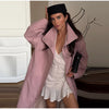 Oversize Women's Stand Collar Trench Coat Full Sleeved Single Breasted Pocket Side Split Long Windbreaker Autumn Lady Outwear
