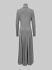 Women's Grey Knit Maxi Dress Turtleneck Long Sleeve with Fitted Bodice and Flared Mermaid Skirt Elegant Party Dresses