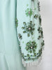 High Street Designer Women's Spliced Mesh Half Sleeve Beaded Long Maxi Dress