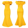 Elegant Women Long Evening Dresses Ruched Off Shoulder Slim Bodycon Mermiad White Dress Formal Party Wedding Guest Gown