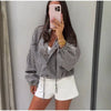 Plaid Short Trench Coat Women Lapel Collar Double Breasted Belted Waist Long Sleeve Loose Jacket Autumn Casual Chic Coats