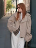 Solid Lapel Lace Up Trench Coat Women Casual Long Sleeve Short Loose Short Coat Lady Autumn Daily Commute Street Outwear