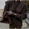 Solid Single Breasted Suede Short Jacket Women Full Sleeve Buckle Lapel Slim Shoulder Pad Coat Lady High Street Wear