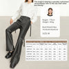 Minimalist PU Leather Casual Pants for Women Autumn Loose Floor Length Straight Slit Female Trousers 12343250