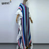 Knitting Rainbow Printing Comfort Warm Winter Holiday Dress Elegant Africa Women Boho Party Long Dress