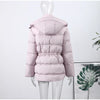 Printed Women's Winter Down Jacket With Hood Zipper Slim Long Sleeve Warm Thicken Quilted Padded Jackets Outerwears