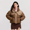 Down Jacket Women Waterproof Patchwork Oversize Stand Collar Winter Coat