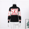 Women's Ski Suit Hooded Full Sleeve Jacket White High-Waisted Flared Pants Set Female Ski Sport Outerwear