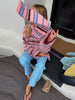 Chic Stripe Scarf Loose Sweater Women Autumnn Full Sleeve O-neck Single Breasted Knitted Coat Female Lady Cardigan