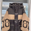 Women's Patchwork Hooded Down Jacket Knitted Sleeves Letters Thickened White Duck Down Outerwear Jackets for Women