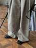 High Waist Brown Striped Pleated Long Thick Wool Wide Leg Pants Trousers Women Tide Autumn Winer 1DH7548
