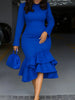 Elegant Church Dresses Long Sleeves Mermaid Ruffles for Women Office Ladies Work Business Party Autumn African