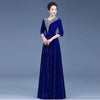Middle-Aged Mother Golden Velvet Dress Women Autumn Party Dresses Lady V-Neck Temperament Long Dress Female Vestido