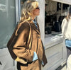 Autumn Winter Women Jacket With Lapel Woman Casual Single Breasted Pocket Long Sleeve Short Coat Street Overcoat