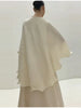 Women Beige Pleated Cape Set Loose Long Sleeved Ruffles Blouse A-line Maxi Flowy Skirt Chic Formal Evening Party Outfit