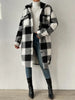 Winter Women's Long Coat Plaid Plush Lapel Pocket Button Cardigan Top Street Versatile Warm Jacket for Female
