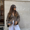 Women's Knitted Cardigan Solid Full Sleeve V Neck Ribbed Autumn Coat Commute Female Knitwear Cardigan Tops