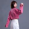 Spring Autumn Short Jeans Jacket For Women Casual Loose Long Sleeve Denim Coat Ladies Single Breasted Jeans Outwear Tops