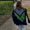 Women's Printed Tassels Blazer Loose Lapel Single Breasted Full Sleeve Female Suit Jackets Autumn Commute Outwear