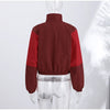 Color Block Cropped Anorak Jacket Women Stand Collar Half Zip Kangaroo Pocket Long Sleeve Jackets Autumn Casual Chic Coat