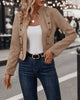 Spring Auutmn Jacket Blazer Coat Double-breasted Stand Collar Buttons Slim Long Sleeves Retro Cardigan Women Outdoor Suit Jacket