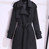 Women's Trench Coats Spring Autumn Mid-length Slim Outerwear Double-breasted Belt Long Sleeves Windbreaker
