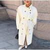 Detachable Triangle Shawl Long Puffer Coat Stand Collar Waist Tie Belt Button Solid Loose Women Coats Winter Commute Outfit