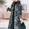 Vintage Winter Women Fleece Warm Cotton Coat Floral Print Mid-length Hooded Cotton-padded Jacket Windproof Coats
