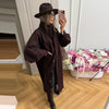 Batwing Sleeve Women's Coat Lapel Single-Breasted Loose Lady Long Jackets Autumn Winter All-Matched Street Outwear