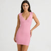 Sexy Plunge V Bandage Dress Stripes Slim Bodyocn Mini Party Celebrity Evening Dress Elastic Knitted Vestidos