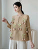 Design Bowknot Flower Women's Pleated Shirt Coat O-neck Elastic Loose Long Sleeve Sweet Temperament Chic Top
