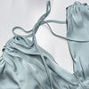 Elegant Party Satin Flare Long Sleeve Dress Women's Sexy Deep V Neck Solid Color Higt Waist Dresses Autumn short skirts