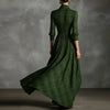 Women Plaid Shirt Dress V Neck Single Breasted Split Asymmetrical Hem Pocket Maxi Dress Ladies Elegant Casual Vintage Long Dress