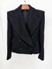 Short Black Jacket Women's Big Lapel Slim Fit Back Metal Chian Double Breasted Jacket Autumn 7A1213