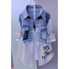 Women Denim Blouse Jacket Spring Autumn Korean Splicing Ladies Cowboy Shirt Tops Casual Stripe Female Windbreaker