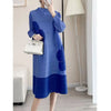 Womens Dresses Long Dresses High-quality Printed Long Skirt Elegant Temperament and Pleated Round Neck Dress