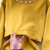 Winter Women Knitted Sets Breading Long Sleeve Pearl Sweater+Knitted Camis Dress Sets Sweater Suits