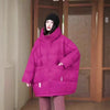 Lagabogy Winter Women White Duck Down Jacket Casual Loose Over Size Warm Parka Female Drawstring Hooded Puffer Coat