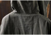 Women Vintage Hooded Button Parkas Plus Cotton Winter Coats Solid Color Patchwork Pockets Warm Long Parkas