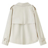 Women Cropped Trench Coat Spring Fall Double-Breasted Outerwear Adjustable Sleeve Tab Short Jacket W53FB2569