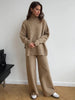 turtleneck sweater set women's European, American autumn and winter loose casual lazy thickened knitted trousers set