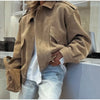 Vintage Tie-dye Suede Women Jacket Long Sleeve Lapel Zipper Slim Female Short Jackets Spring Pocket Lady Outwear