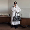 Women's Long Jackets Detachable Shawl Lace Up Waist Cinching Padded Coats Winter Lady Full Sleeve Solid Loose Coat Outerwear