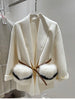 Women Winter Cashmere Wool Woolen Jacket Real Natural Fox Fur Pocket Coat Ladies Outwear Jacket