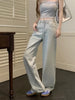Women Blue Baggy Plaid Jeans Vintage Y2k Cowboy Pants Harajuku Aesthetic Denim Trousers Trashy Japanese 2000s Style Clothes